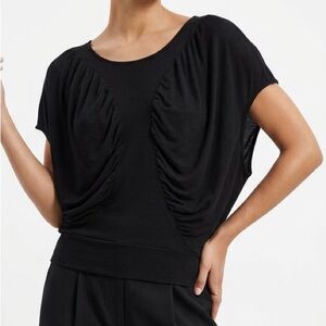 The Podolls Draped Bubble Hem Tank Top Black Minimalist Lagenlook Size S